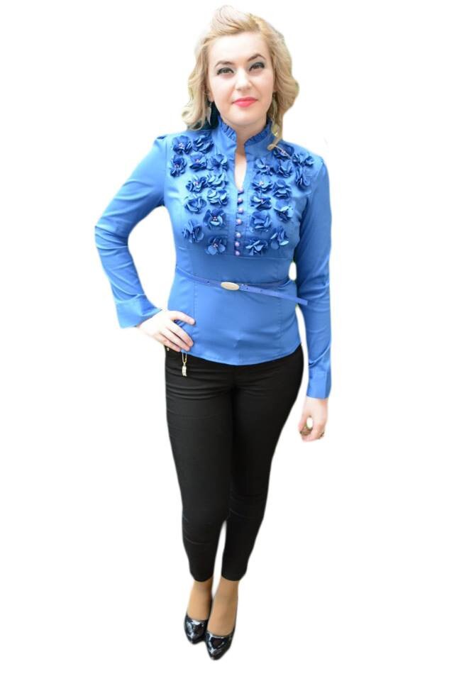 Camasa cu design modern, curea simpla, D&J Exclusive, Albastru