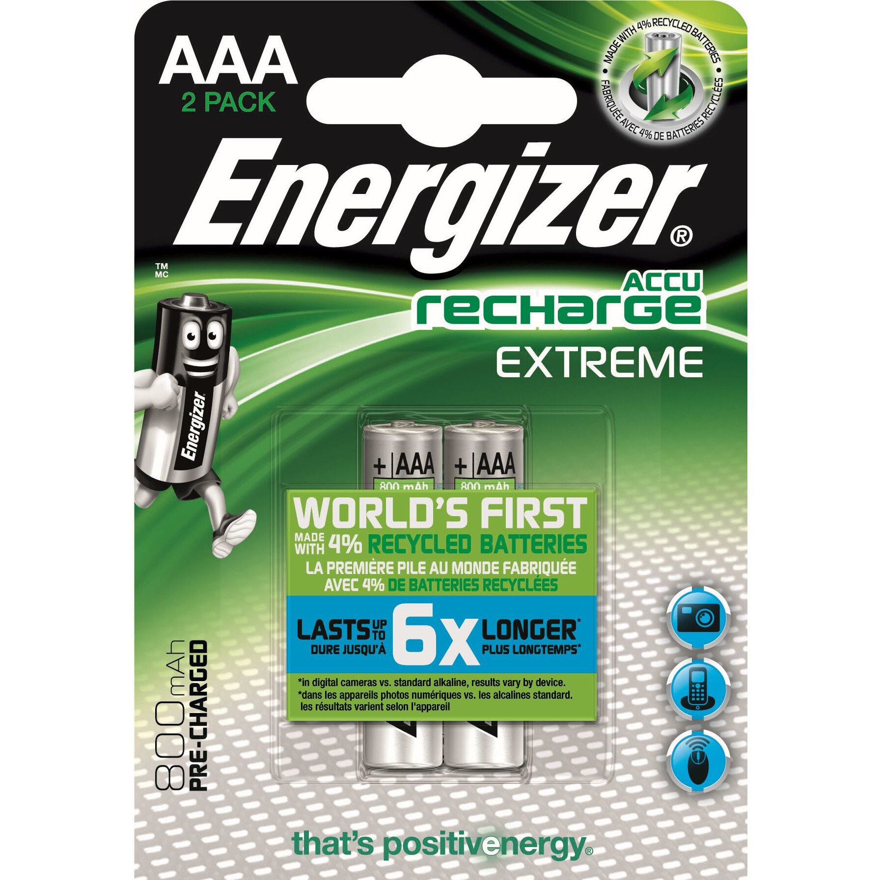 Acumulatori Energizer AAA 800mAh, blister 2 bucati