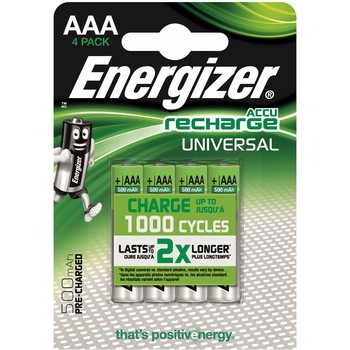 Acumulatori Energizer AAA 500mAh, blister 4 bucati Acumulatori Energizer AAA 500mAh, blister 4 bucati