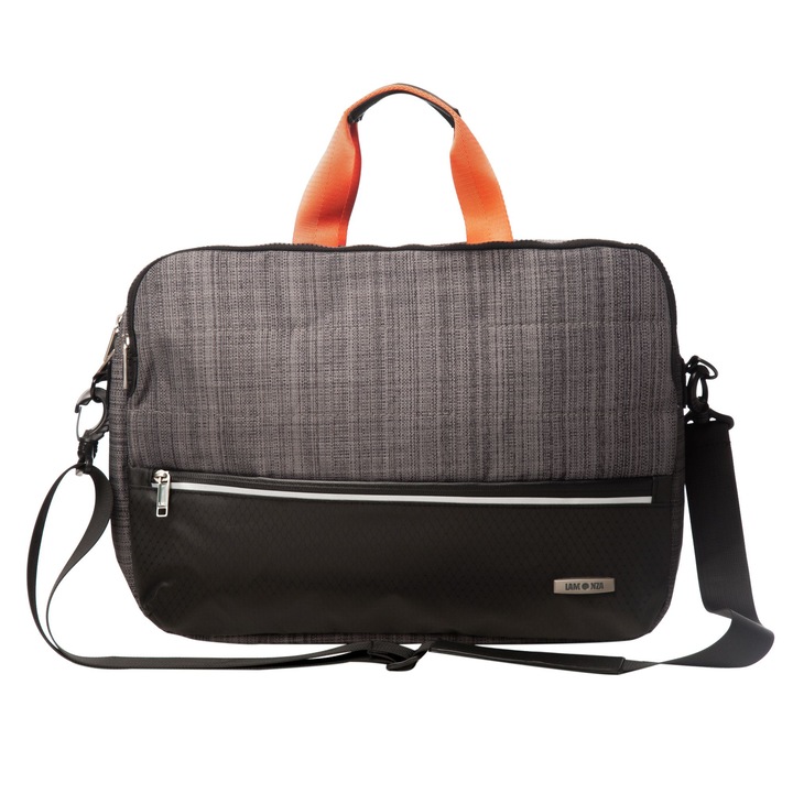 Geanta laptop 15 inch Lamonza Corsica 40x29x7 cm, gri / negru