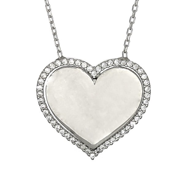 Lant Argint Rodiat cu Pandantiv Inima cu Zirconii