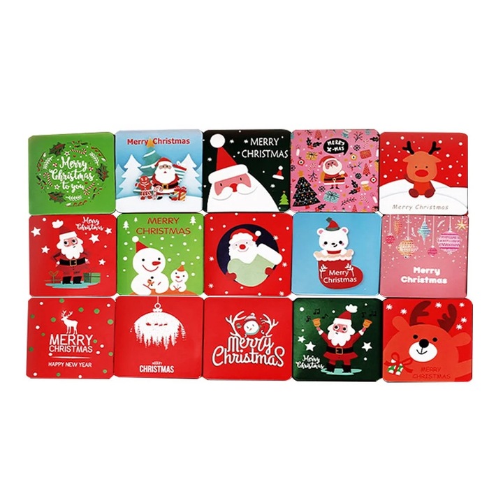 YANYXR BCS2914416 karácsonyi üdvözlőlapok, 15 db-os szett, válogatott papír minták, többszínű, 14 x 7 cm