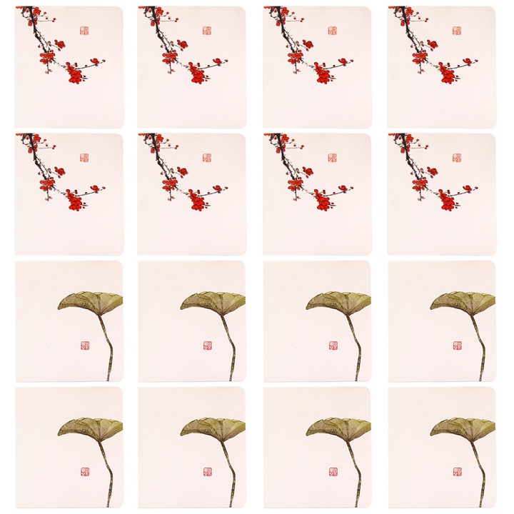 Karácsonyi üdvözlőlapok YANYXR BCS2914424, 16 db-os szett, vegyes minták, papír, többszínű, 9,5 x 8,2 cm