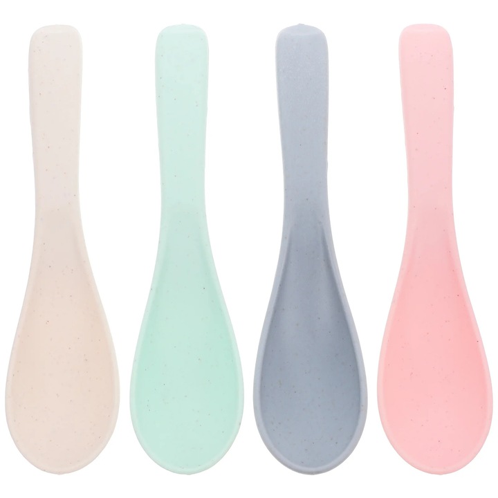YANYXR BCS2915601 gyermekkanalak búzaszálból, 4 darabos készlet, mikrohullámú sütőben és mosogatógépben mosható, ergonomikus, többszínű, 15.2 x 3.4 x 2 cm