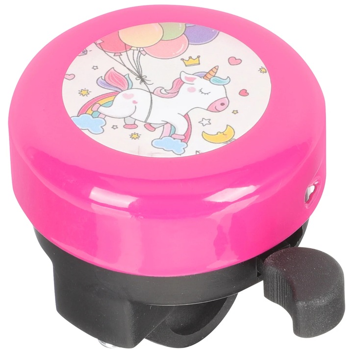 Clopotel bicicleta ZYBLSSBB LSM2xh5328-BCS0176941, unicorn din plastic, pentru ghidon O22 mm, roz, O 5.5 cm