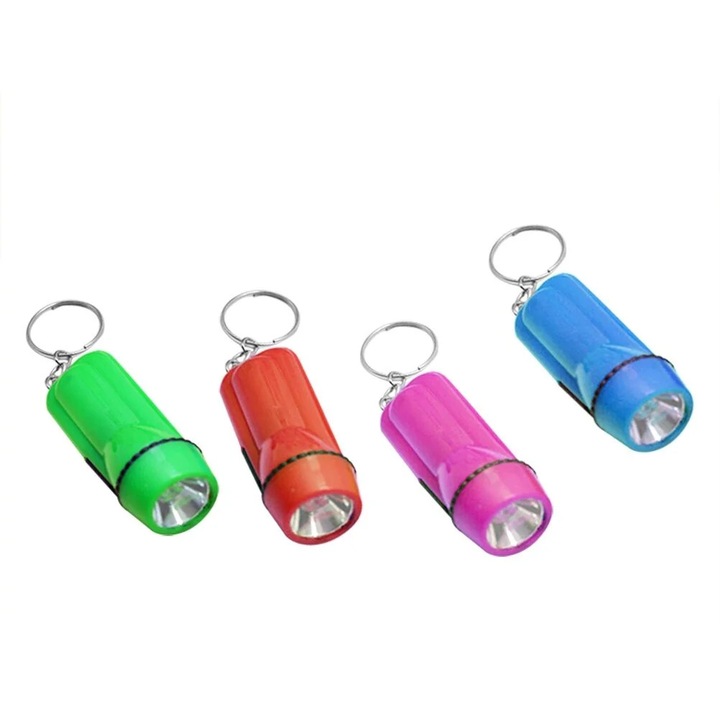Lanterna LED port-chei ZYBLSSBB LSM2xh3101-BCS0134962, mini din plastic, 6 cm, Multicolor, set 24 buc