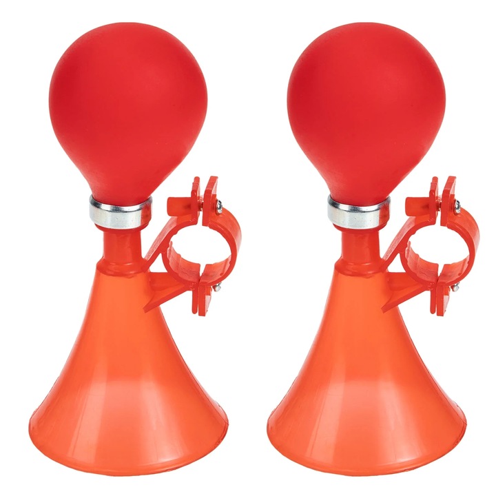 Claxon bicicleta ZYBLSSBB LSM2xh3163-BCS0135994, corn cu balon din plastic cu pompa, montare pe ghidon, rosu