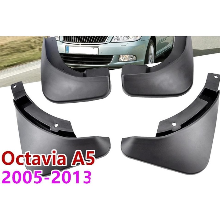 Комплект калобрани за Skoda Octavia A5 (Mk2) 2005-2013, от ABS, за седан/комби, черни, комплект 4 бр., код K0323-0807-CJ933