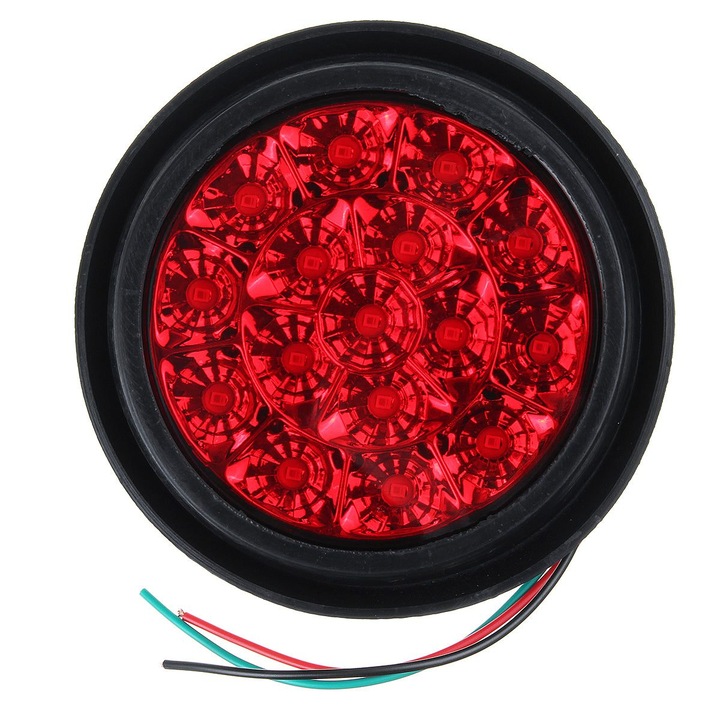 Lampa stop LED rotunda 24V B78031 K0323-0807-CJ1358, 16 LED, IP67, carcasa cauciuc si plastic, rosu, O10 cm