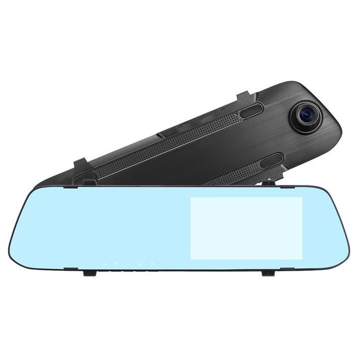 Camera auto oglinda DVR K0323-0807-CJ1685, dual lentila fata-spate FHD 1080P, ecran IPS 4.5 inch, unghi 120°, inregistrare in bucla, G-sensor, suport TF pana la 32GB, negru