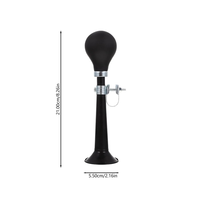 Sonerie bicicleta ZYBLSSBB LSM2xh4716-BCS0163123, bulb din PVC cu placare metalica, montare pe ghidon reglabil, negru, 21 cm