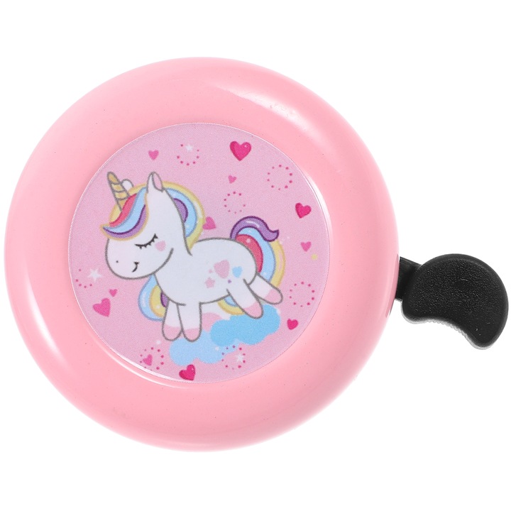 Clopotel pentru bicicleta ZYBLSSBB LSM2xh5332-BCS0177036, design unicorn desen animat, din plastic, roz, 6 x 5 x 5 cm