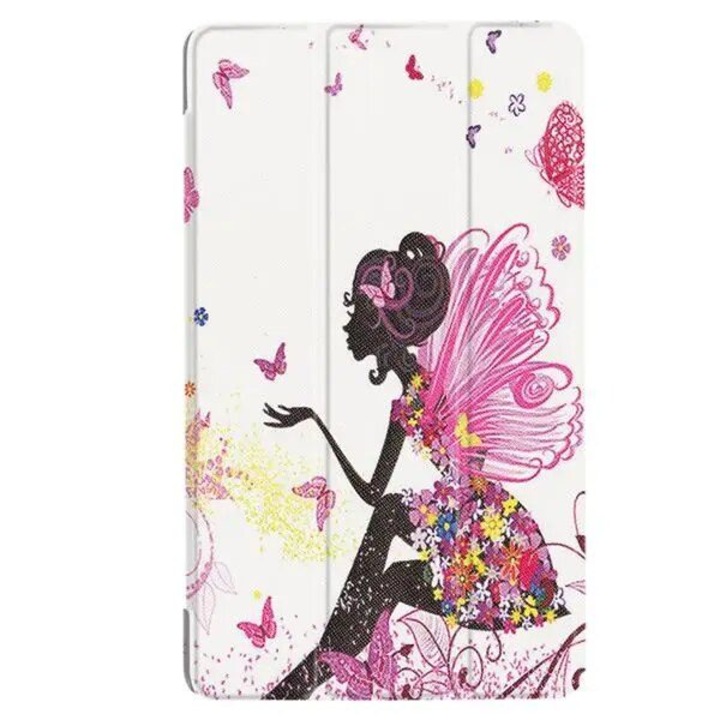 Husa pentru Samsung Galaxy Tab A 8.0 (2019) SM-T290/T295/T297, coperta magnetica din PU, model zana, alb/roz, K0323-0807-CJ1841