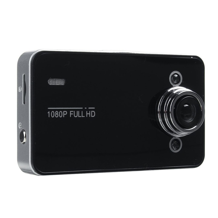 Camera auto DVR K0323-0807-CJ2709, Full HD 1080p, unghi larg 140°, vizionare nocturna, G-sensor, slot microSD (TF), USB, montare parbriz, negru