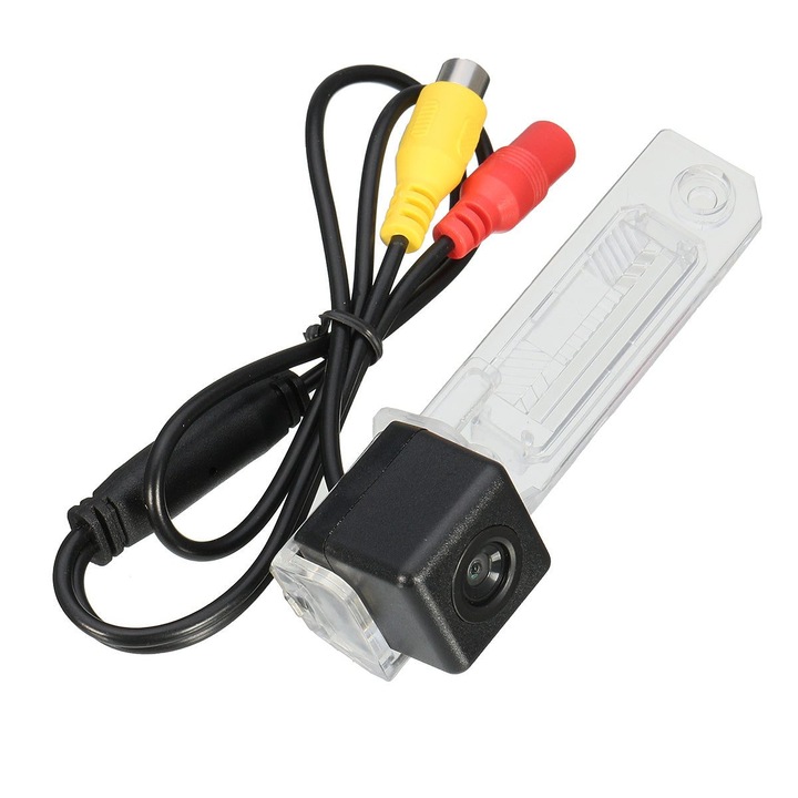 Camera marsarier model K0323-0807-CJ2309, CCD 160° cu 4 LED, night vision, linii ghidaj, rezistenta la apa, negru/transparent, compatibil VW Transporter T5/Touran/Caddy
