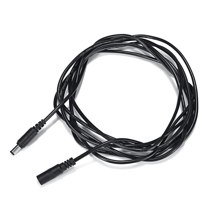 3 db DC 12V 5.5x2.1 mm tápkábel hosszabbító készlet, 5 m, fekete, 24 AWG, K0323-0807-CJ2914