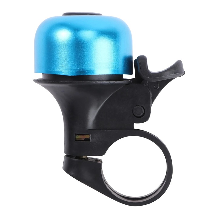 Clopotel pentru ghidon ZYBLSSBB LSM2xh1938-BCS0114646, mini one-touch, aliaj si plastic dur, diametru 30 mm, albastru