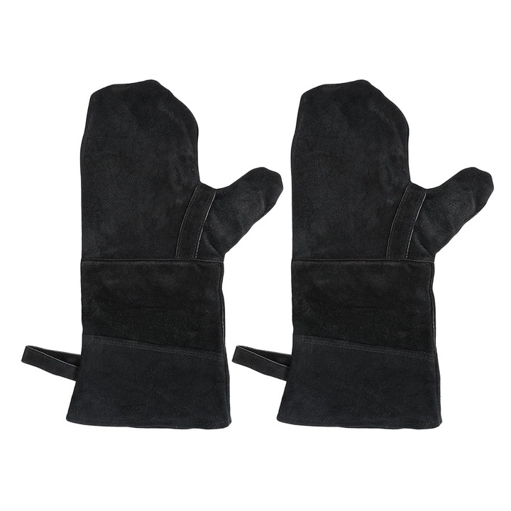 YANYXR BCS2917552 hőálló kesztyű, PU anyagból pamut béléssel, vízálló, hosszú ujjú, fekete, 2 db-os szett, 38,5 x 18 cm