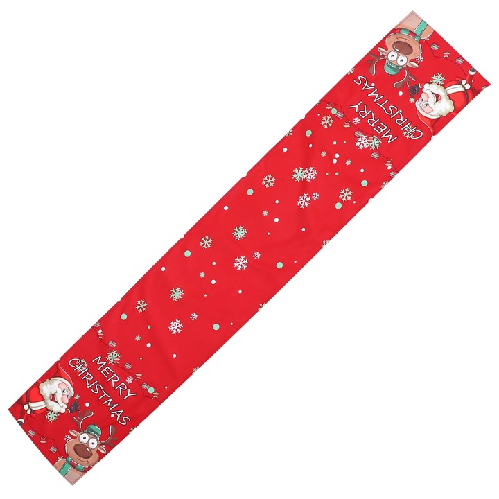 YANYXR BCS2917639 textil asztali futó Mikulás és rénszarvas mintával, piros, 178 x 33 cm