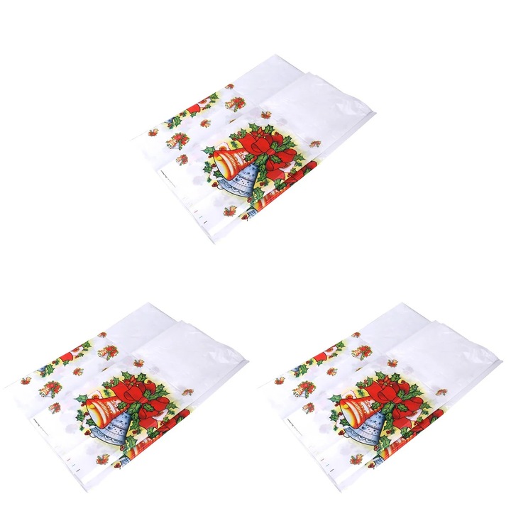 YANYXR BCS2917824 terítő, eldobható PVC karácsonyi mintával, többszínű, 180 x 110 cm, 3 db-os szett