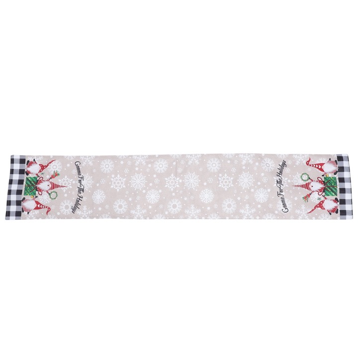 YANYXR BCS2917819 asztali futó lenből és nem szőtt anyagból, karácsonyi gnóm és hópelyhes mintával, többszínű, 180 x 34 cm