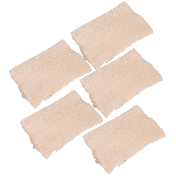 YANYXR BCS2918081 5 darabos asztali futó szett, kreppelt poliészter géz (cheesecloth), bézs, 300 x 90 cm