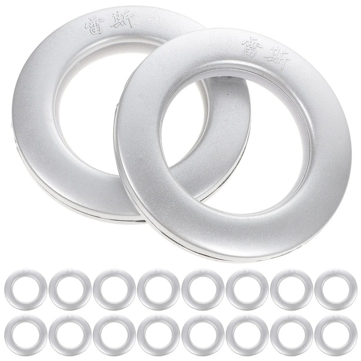 Ochiuri pentru perdele ZYBLSSBB LSM2xh5283-BCS0113232, din plastic silentioase pentru sina/stanga, argintiu, set 75 buc, O interior 7 cm, grosime 1.5 cm