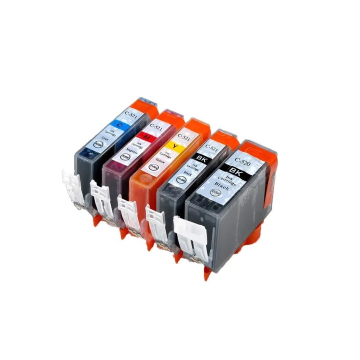 Kompatibilis tintapatron Canon PGI-520/CLI-521 K0323-0807-CJ6942, 5 darabos készlet (fekete, fotó fekete, cián, magenta, sárga), kompatibilis chippel, PIXMA iP3600/IP4600/IP4700 készülékekhez