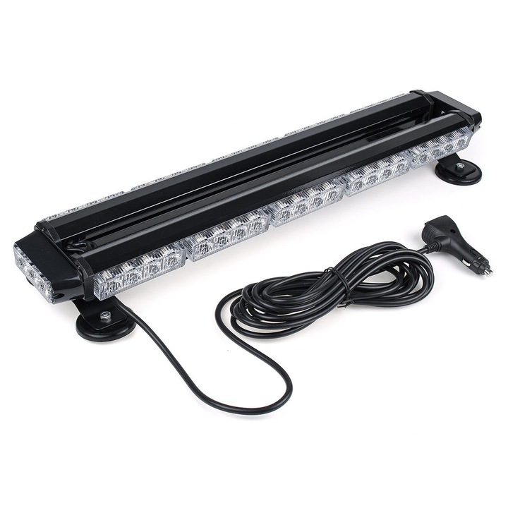 Автомобилна стробоскопна светлинна лента K0323-0807-CJ6983, 46 LED, 24 инча, 12V, кехлибарена и бяла, IP65, 4.9 м кабел, 4 магнитни основи