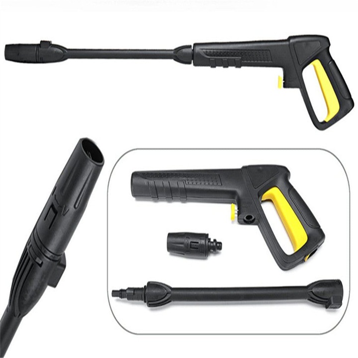 Lance pistol pentru aparat de spalat sub presiune pentru Bosch AQT, model K0323-0807-CJ11940, 12 MPa, debit 7–10 L/min, PA66+30GF, negru/galben