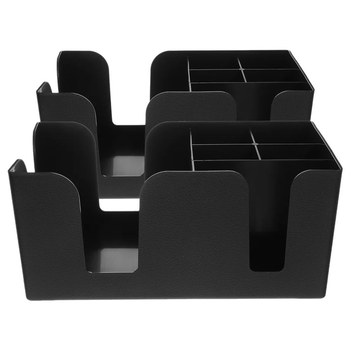 YANYXR BCS2922086 bárszervező készlet, 2 db, rekeszes dobozok tea- és cukorcsomagokhoz, PP, fekete, 24 x 14.6 x 10.5 cm