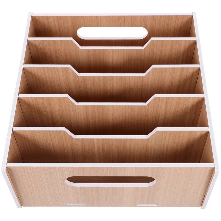 Organizator pentru bani YANYXR BCS2923227, tavita cu compartimente pentru monede si bancnote, lemn deschis/alb, 29 x 27 x 12 cm