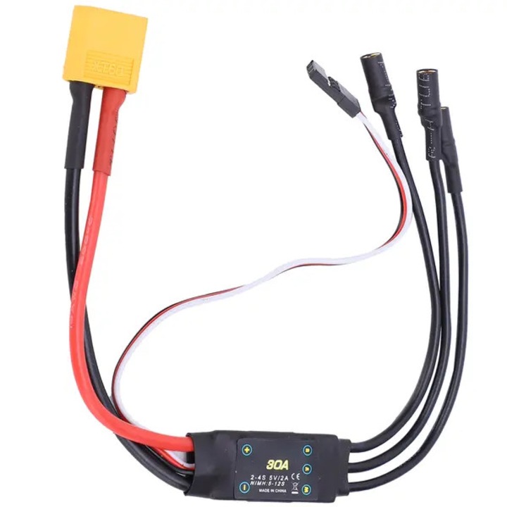 Controler de viteza brushless (ESC) K0544-260807-964-FDC, 30A continuu (40A peak), pentru 2-4S, BEC 5V/2A, conector XT60, conector banana 3.5mm, negru, pentru drona/avioane de jucarie