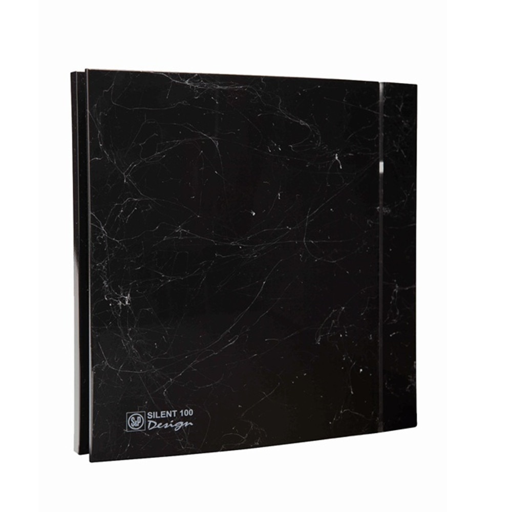 Ventilator de extractie pentru baie si grupuri sanitare Soler & Palau Silent 100 CRZ Marble Black Design 4C, Sistem axial, Diametru 100 mm, 2100 RPM, Debit aer 85 mc/h