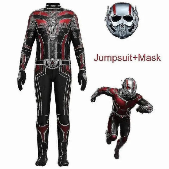 Costum cosplay Ant-Man, salopeta zentai cu masca inclusa, rosu-negru, pentru copii si adult