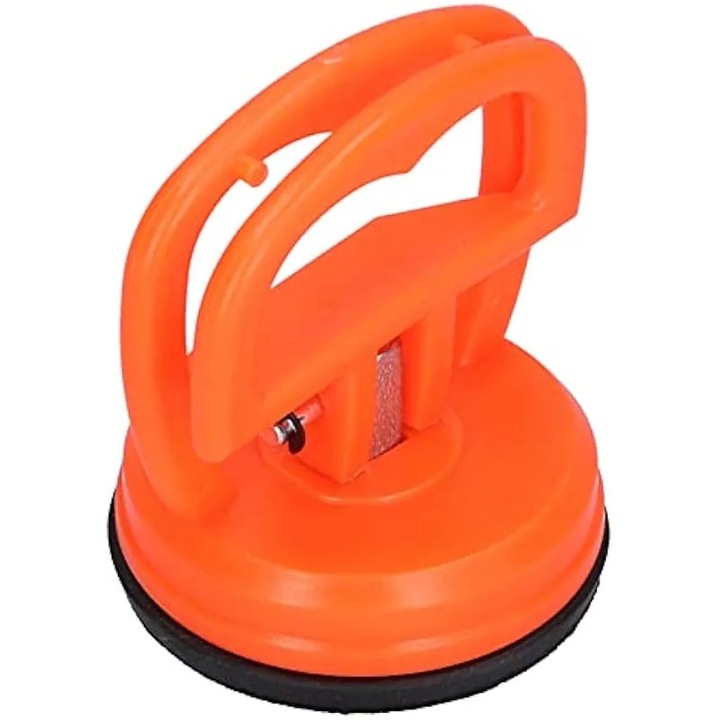 Ventuza de ridicare K0544-26807-3052-AMC, din ABS cu baza din cauciuc moale, capacitate de suctiune 15 kg orizontal/12 kg lateral, portocaliu, set 4 buc