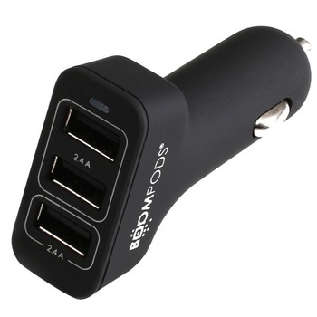 Incarcator auto Boompods Trio Power, 4.8A, Negru Incarcator auto Boompods Trio Power, 4.8A, Negru