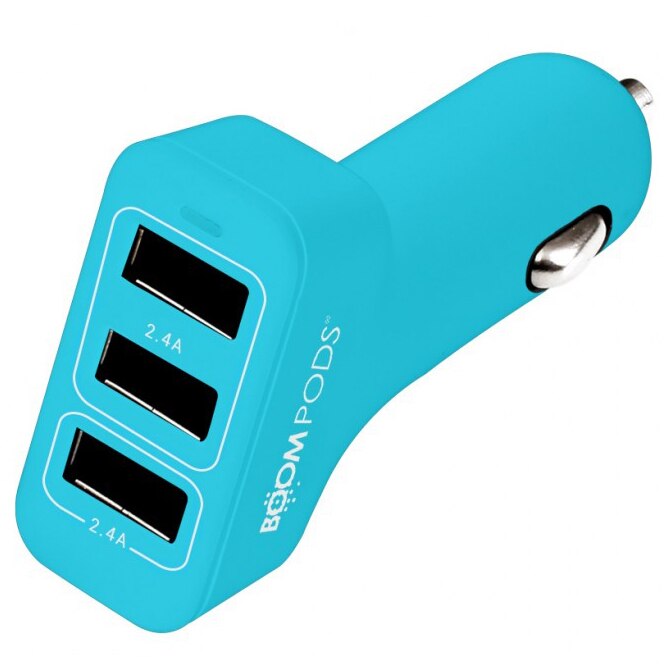 Incarcator auto Boompods Trio Power, 4.8A, Albastru