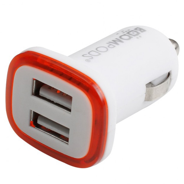 Incarcator auto Boompods Mini, Dual USB, 2.4A, Alb
