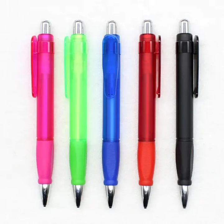 Pixuri cu bila, 31CJ-K0274-260814-3300, retractabile din plastic cu grip din cauciuc, multicolor, set 5