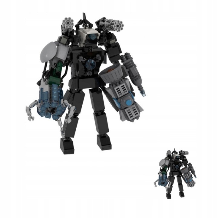 Set de constructie Skibidi Toilet Titan Cameraman, 552 piese, din ABS, negru-gri, 26 x 32 cm