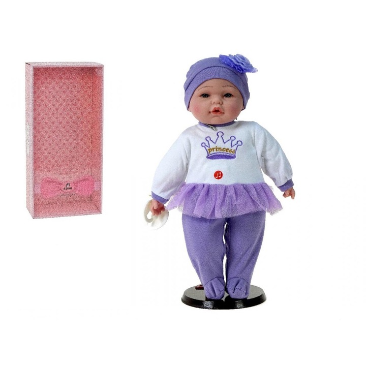 Papusa bebelus ADAR 771785, 40 cm, vorbeste si canta in limba poloneza, pentru copii 3+, multicolor