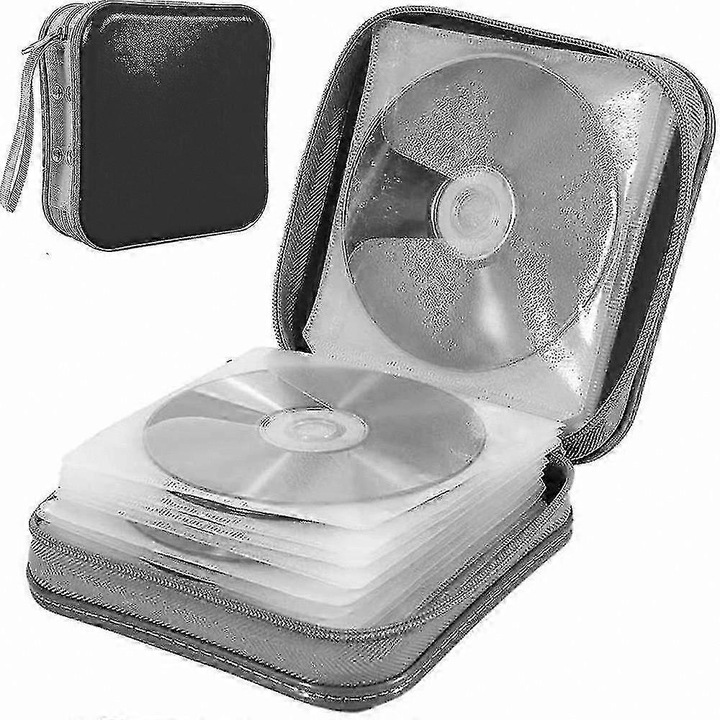 CD/DVD tok E31-A176-E20206-CJ, 40 férőhelyes, műanyag és nem szőtt anyag, fekete, 15 x 15 x 5 cm