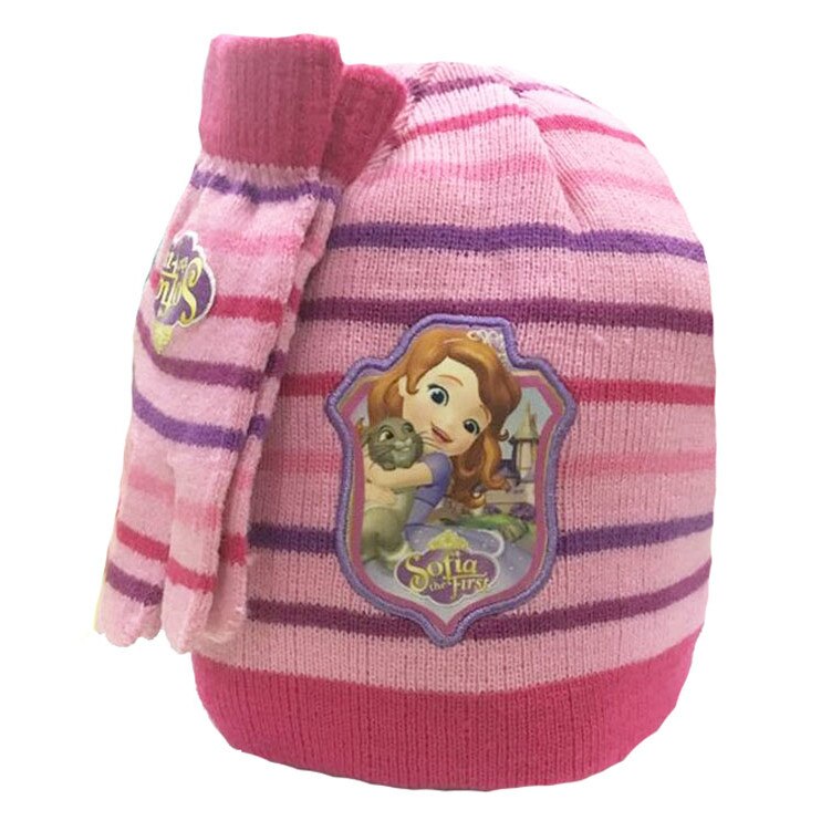 Set caciula+manusi sofia roz