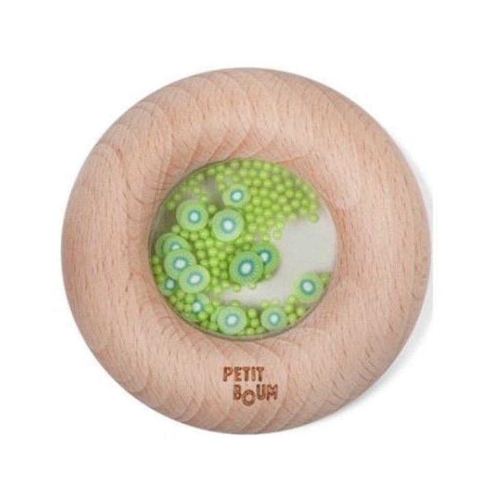 Дървена сензорна дрънкалка Petit Boum Kiwi, многоцветна, за 6 месеца+, 770486