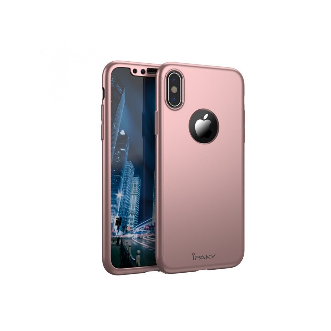 Husa protectie completa IPAKY pentru iPhone X/10, rose gold