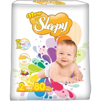 Scutece New SLEEPY Jumbo 2 MINI 3-6kg, 80 bucati Scutece New SLEEPY Jumbo 2 MINI 3-6kg, 80 bucati