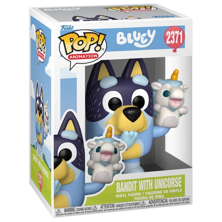 Фигурка винил Funko POP! Bluey 2371 Bandit with Unicorse, многоцветен