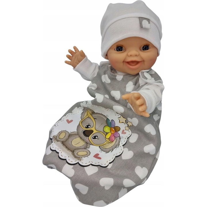 Papusa bebelus Paola Reina Gordi 34 cm, vinil, in sac de dormit cu koala, multicolor, model 781557