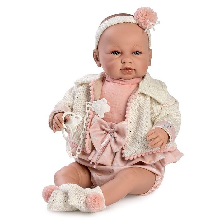 Papusa bebelus Berbesa Sara 783237, 45 cm, vorbeste si plange, cu accesorii, multicolor